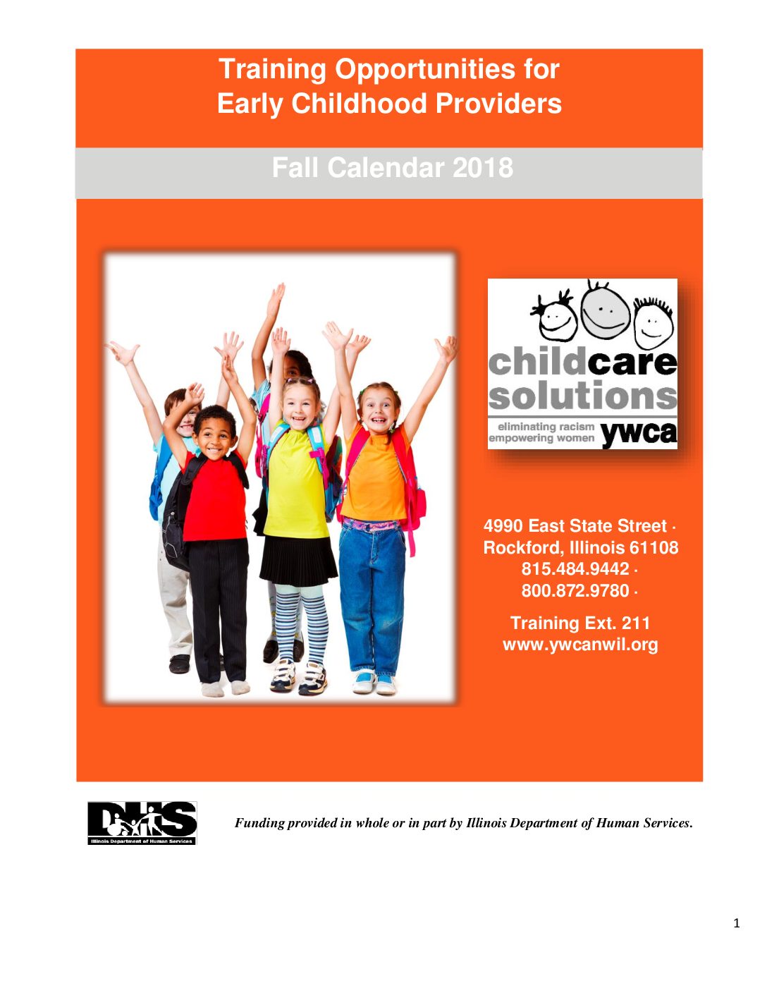 Child Care Training Calendar (OctoberDecember) YWCA Northwestern IL